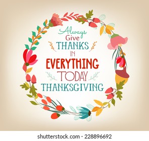 happy Thanksgiving florals wreath Colors