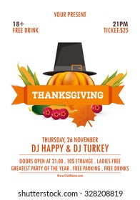 Happy Thanksgiving Flyer. Vector eps 10.
