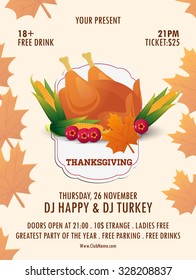 Happy Thanksgiving Flyer. Vector eps 10.