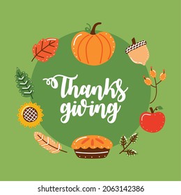 happy thanksgiving frame with food