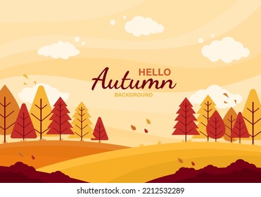 happy thanksgiving greeting or autumn fall season flat background with maple leaves or leaf Vector illustration for Thanksgiving autumn, harvest festival. Template for poster, banner, cards