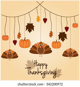 Happy Thanksgiving Greeting Card or Background. Vector Illustration.