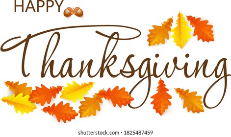 Happy Thanksgiving, greeting card, poster or flyer for holiday. 