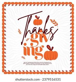 Happy Thanksgiving greeting card Social Media Post Template