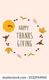 Happy Thanksgiving greeting card. Happy Thankgiving invitation card vector. Thanksgiving posters or flyers. Thanksgiving social media post vector illustration. 