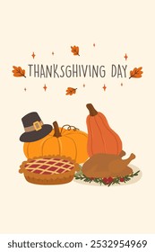 Happy Thanksgiving greeting card. Happy Thankgiving invitation card vector. Thanksgiving posters or flyers. Thanksgiving social media post vector illustration. 