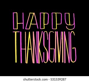 happy thanksgiving. Hand drawn celebration quote. Doodle drawing. Modern Calligraphy