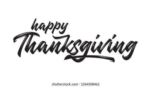 Happy Thanksgiving Hand drawn lettering. Calligraphic Lettering, Modern Calligraphy Thanksgiving. Vector illustration.
