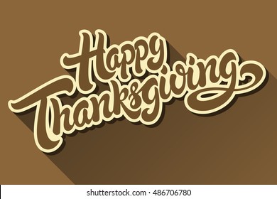Happy Thanksgiving hand drawn lettering design vector royalty free stock illustration perfect for advertising, poster, announcement, invitation, party, greeting card, bar, restaurant, menu 