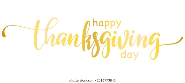 Happy thanksgiving hand lettering calligraphy isolated on white background. Vector holiday illustration element. Happy thanks giving script calligraphy