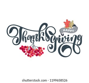 Happy thanksgiving hand lettering illustration