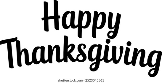 Happy thanksgiving hand lettering, isolated on white background
