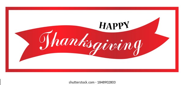 Happy Thanksgiving hand written calligraphic text, vector illustration. Script orange stroke, simple minimalistic calligraphic words isolated on white background, for web banners, greeting cards.