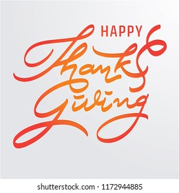 Happy thanksgiving handfree lettering.Calligraphy vector illustration. Paper cut style.