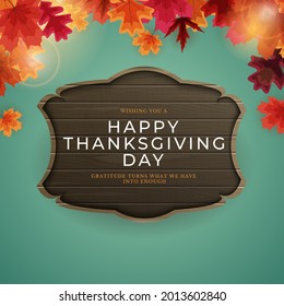 Happy Thanksgiving Holiday Background with Falling Leaves. Vector Illustration EPS