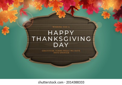 Happy Thanksgiving Holiday Background with Falling Leaves. Vector Illustration EPS