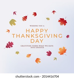 Happy Thanksgiving Holiday Background with Falling Leaves. Vector Illustration EPS