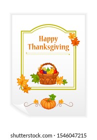 Happy Thanksgiving holiday greeting card background in vector