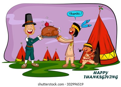 Happy Thanksgiving holiday greeting card in vector