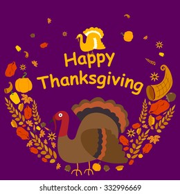 Happy Thanksgiving holiday greeting card in vector