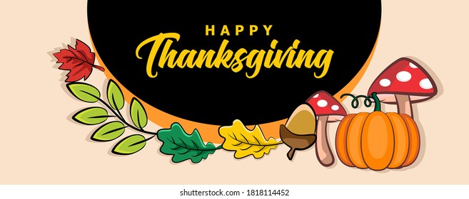 Happy Thanksgiving Header Banner Design Cartoon Stock Vector (Royalty ...