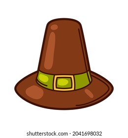 Happy Thanksgiving illustration of pilgrim hat. Autumn holiday item.