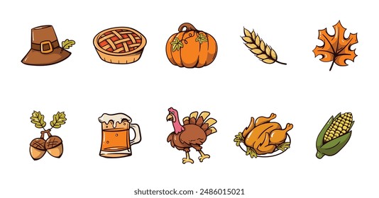 Happy Thanksgiving Illustration Set Collection