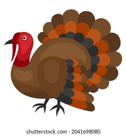 Happy Thanksgiving illustration of turkey. Autumn holiday bird.