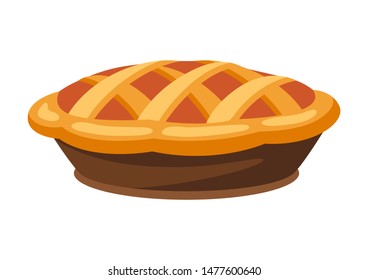 Happy Thanksgiving illustration of turkey pie. Autumn seasonal holiday food.