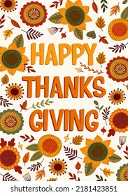 Happy Thanksgiving illustration. Vector design for card, poster, flyer, web and other use