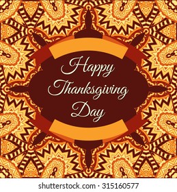 happy thanksgiving invitation frame with indian ornamental decor