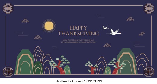 Happy Thanksgiving & Korean traditional background