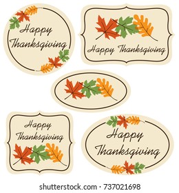 Happy Thanksgiving Labels Leaves Stock Vector (Royalty Free) 737021698 ...