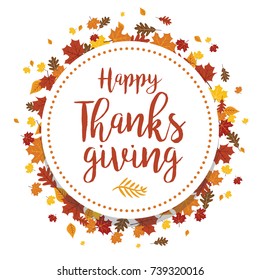 Happy Thanksgiving Leaves Vector Illustration 