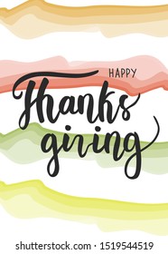 Happy Thanksgiving. Lettering by hand. Lettering for greeting card, holiday sale, decoration of holiday designs. Vector phrase isolated on white background.