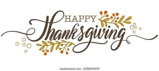 happy thanksgiving lettering calligraphy text brush vector Eps