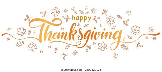 Happy Thanksgiving lettering calligraphy. Vector eps