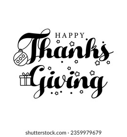 Happy thanksgiving lettering with hand drawn vector illustration.