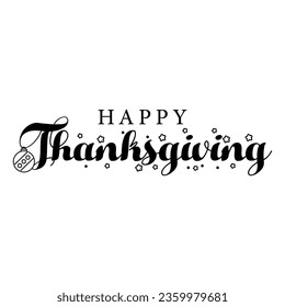 Happy thanksgiving lettering with hand drawn vector illustration.