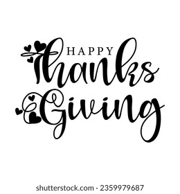 Happy thanksgiving lettering with hand drawn vector illustration.