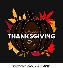 Happy thanksgiving lettering text. Thanksgiving typography for banner, card, poster template. Vector illustration