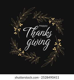 Happy thanksgiving lettering text. Thanksgiving typography for banner, card, poster template. Vector illustration