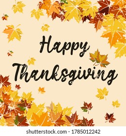 Happy Thanksgiving lettering tipography poster. Vector autumn calligraphy. Celebration text for cards, badges, icon, postcards and ect.