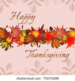 Happy Thanksgiving lettering typography poster. Autumn Celebration quote on textured colourful background for postcard, icon, logo, badge.