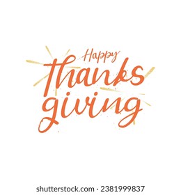 Happy thanksgiving lettering. Vector illustration, Thanksgiving icon, logo or badge.