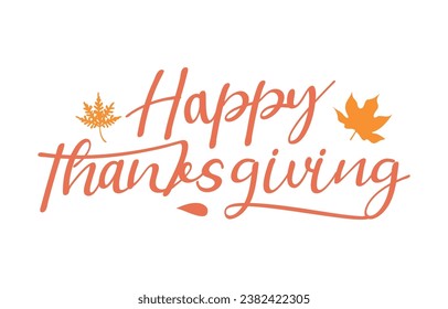 Happy thanksgiving lettering. Vector illustration, Thanksgiving icon, logo or badge.