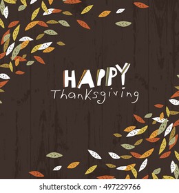 Happy Thanksgiving logotype. Leaf Cut Letters. For holiday greeting cards designs and other projects.