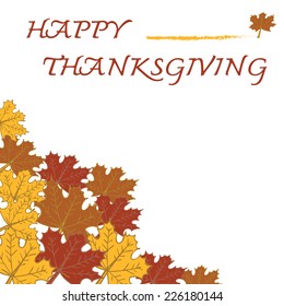 happy thanksgiving with maple leafs isolate