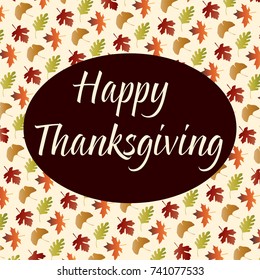 happy thanksgiving on gradient leaf pattern on tan