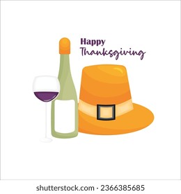 Happy thanksgiving pilgrim hat illustration vector